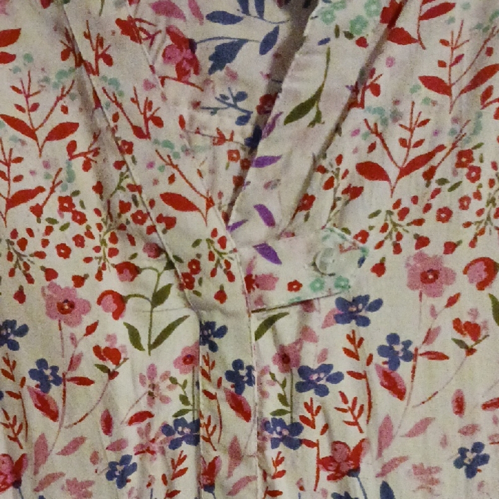 Woman Within Pink, Red and Blue Floral Blouse